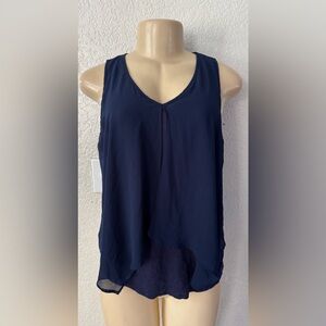 BCX Navy Sleeveless Blouse classy casual tee elegant